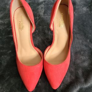 Strawberry pink/red pump heels